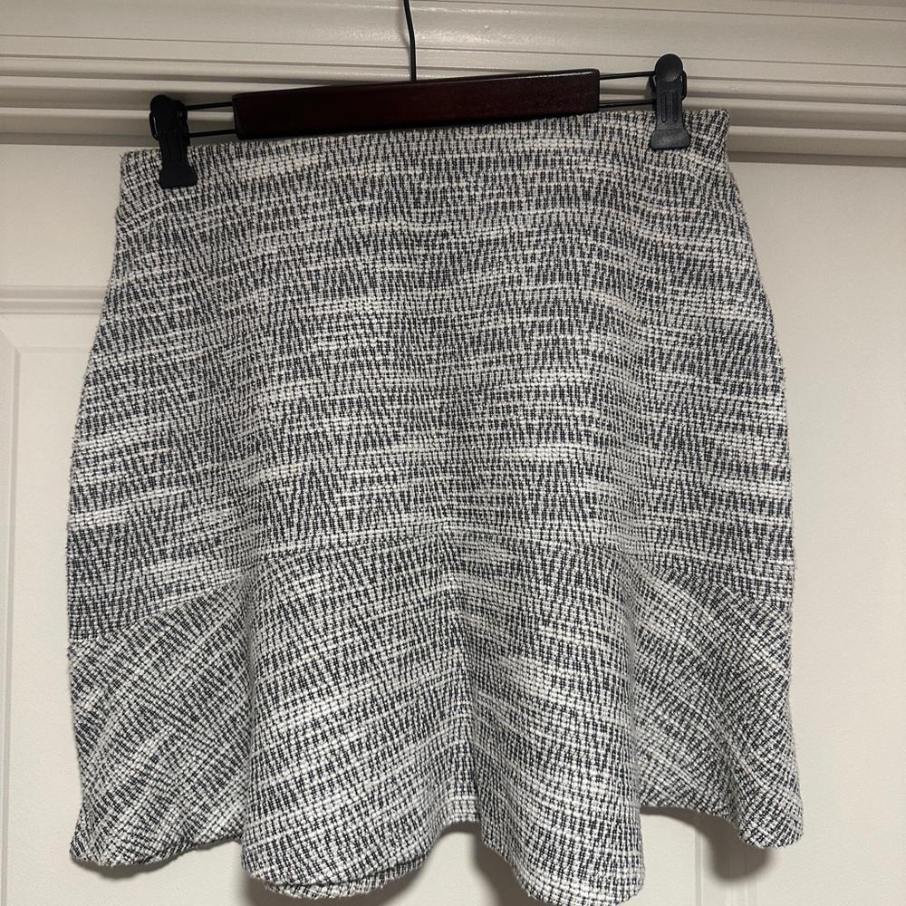 LOFT Textured Black and White Skater Skirt